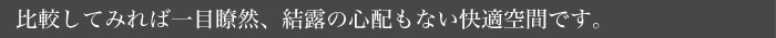 比較してみれば一目瞭然、結露の心配もない快適空間です。